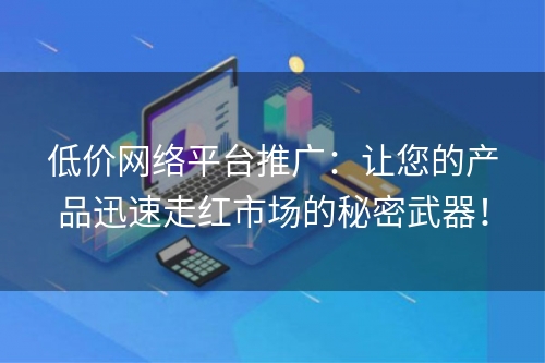 低价网络平台推广：让您的产品迅速走红市场的秘密武器！